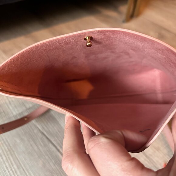 Anthropologie Samara Vegan Leather Adjustable Small Crossbody Pink Purse - Picture 8 of 9